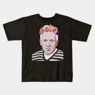 Artist Portrait With Flower Crown Kids T-Shirt